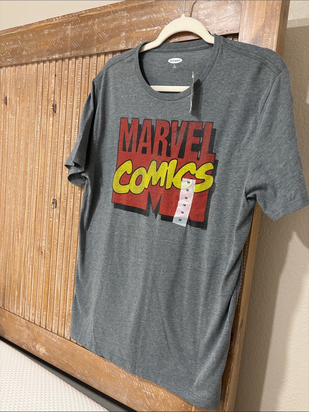 Old Navy Gray Tee with Red & Yellow Marvel Comics Graphic